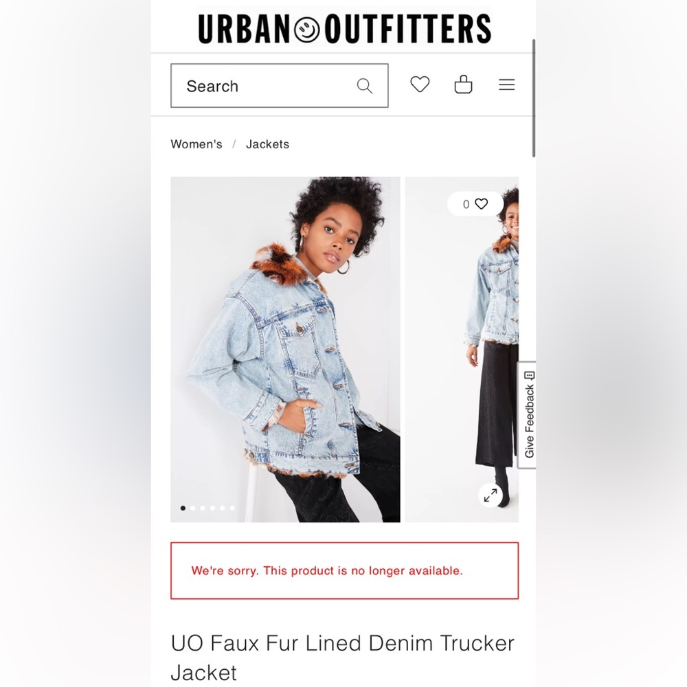 UO Faux Fur Lined Denim Trucker Jacket - Size M/L
